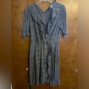 Blue Mock Wrap Dress